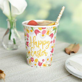 Gelbe und rote Frühlingsblumen Osterbrunch Pappbecher