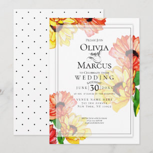 Gelbe und rote Gerbera Daisies Einladung