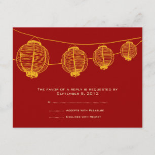 Gelbe und rote Laternen Hochzeitsszenarien RSVP Karte