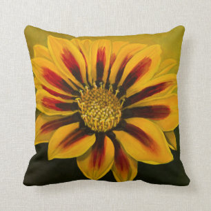 Gelbe und rote Streifen Gazania Blume Kissen
