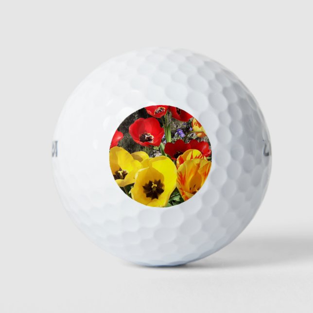 Gelbe und rote Tulissen Golfball (Vorderseite)