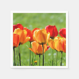 Gelbe und rote Tulissen Serviette