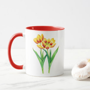 Gelbe und rote Tulpen Comic-Tasse Tasse