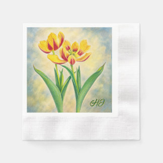 Gelbe und rote Tulpen entworfen Serviette