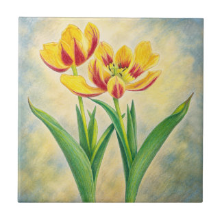 Gelbe und rote Tulpen Fliese
