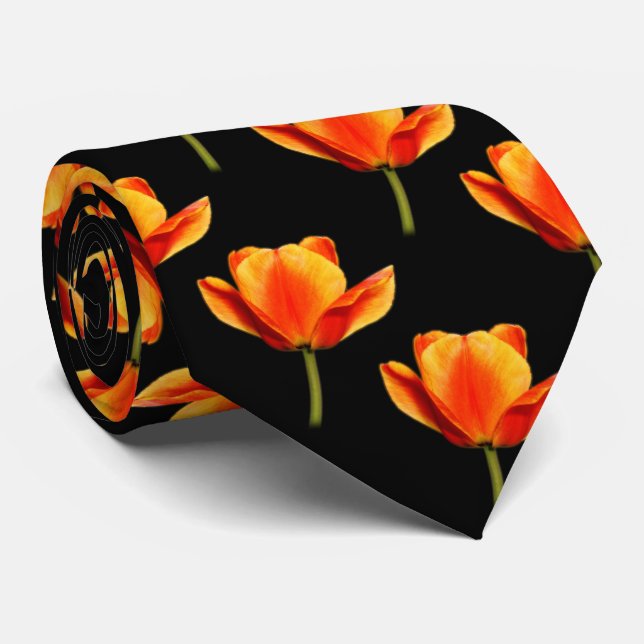 Gelbe und rote Tulpen Krawatte (Gerollt)