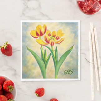Gelbe und rote Tulpen Serviette