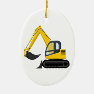 Gelbe und schwarze Bagger-Bau-Maschine Keramik Ornament