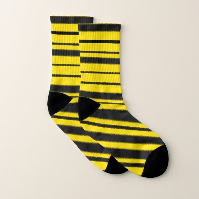 Gelbe und schwarze, bienenähnliche Streifen Socken (Paar)