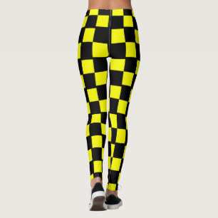Gelbe und schwarze Checkerboard-Quadrate Leggings