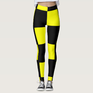 Gelbe und schwarze Checkerboard-Quadrate Leggings