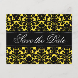 Gelbe und schwarze Damaskus Save the Date Karte