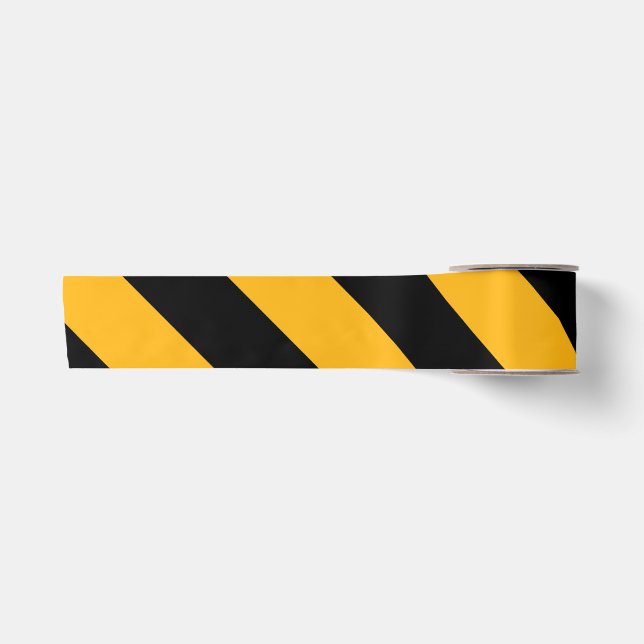 Gelbe und schwarze Diagonalstreifen Satinband (Vorderseite)