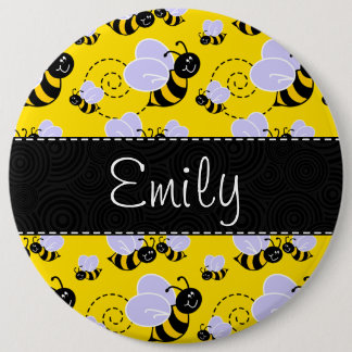 Gelbe und schwarze Hummel Button