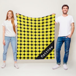 Gelbe und schwarze Individuelle Name Polka Dots Fleecedecke