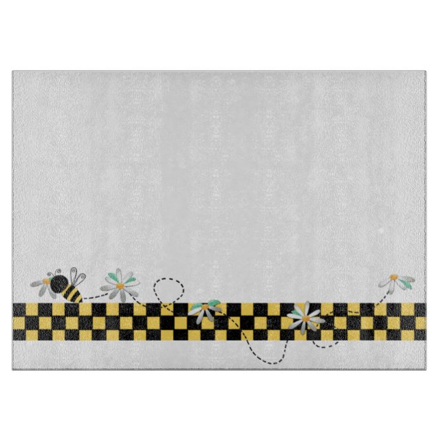 Gelbe und schwarze Karos mit Hummel-Bienen Schneidebrett (Vorderseite)