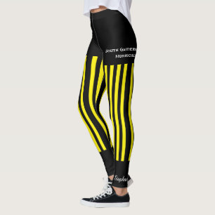 Gelbe und schwarze Mannschaft/Club mit Namen, Fake Leggings
