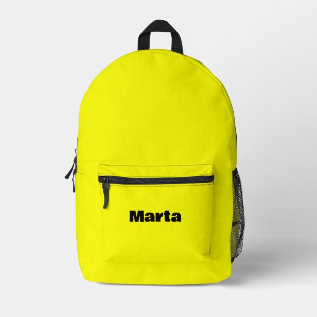 Gelbe und schwarze Personalisierte Bezeichnung Bedruckter Rucksack (Vorderseite)