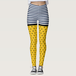 Gelbe und schwarze Polka-Punkte, schwarz und weiß  Leggings