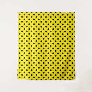 Gelbe und schwarze Polka-Punkte Wandteppich