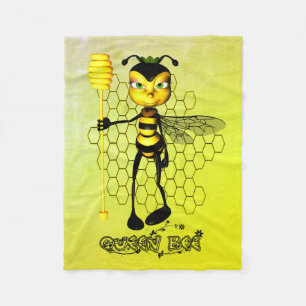 Gelbe und schwarze Queen Bee mit Wabenwürfel Fleecedecke