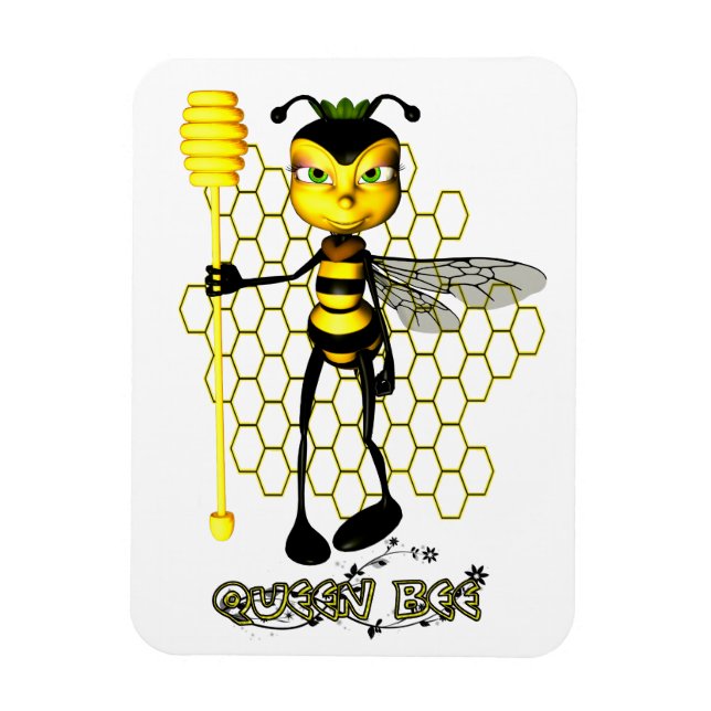 Gelbe und schwarze Queen Bee mit Wabenwürfel Magnet (Vertikal)
