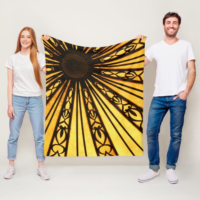 Gelbe und schwarze Radialdrucke Fleecedecke (Beispiel)