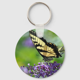 Gelbe und schwarze Schmetterlinge auf dem Lavendel Schlüsselanhänger