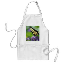 Gelbe und schwarze Schmetterlinge auf dem Lavendel Schürze