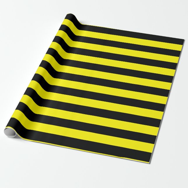Gelbe und schwarze Streifen Geschenkpapier (Ungerollt)