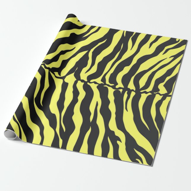 Gelbe und schwarze Tigerstreifen - Tierdruck Geschenkpapier (Ungerollt)