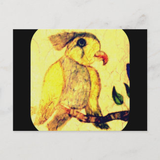 Gelbe und schwarze Vintage-Vogelpostkarte Postkarte