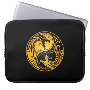 Gelbe und schwarze Yin Yang Drachen Laptopschutzhülle
