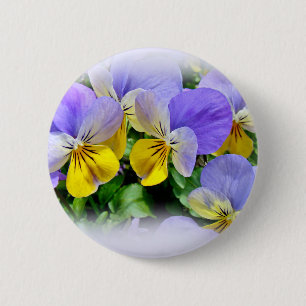 Gelbe und violette Stiefmütterchen Button