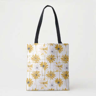 Gelbe und weiße Blume - Bedrängnis Golden Kariert Tasche