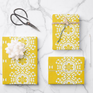 Gelbe und weiße Blume Geschenkpapier Set