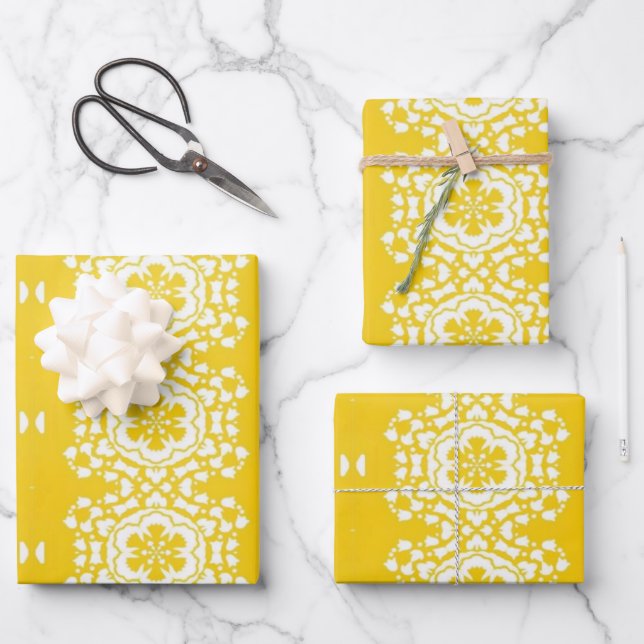 Gelbe und weiße Blume Geschenkpapier Set (Vorderseite)