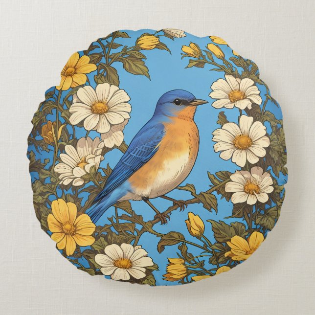 Gelbe und weiße Blume Rundes Kissen (Vorderseite)