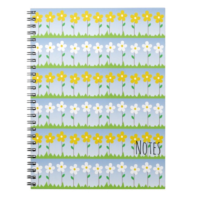 Gelbe und weiße Blumen-gewundenes Notizbuch Notizblock (Vorderseite)