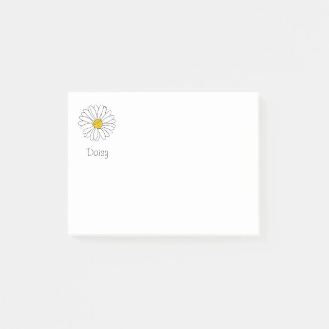 Gelbe und weiße Daisy-Nachhinweise Post-it Klebezettel (Vorderseite)