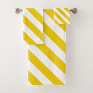 Gelbe und weiße diagonale Streifen Badhandtuch Set