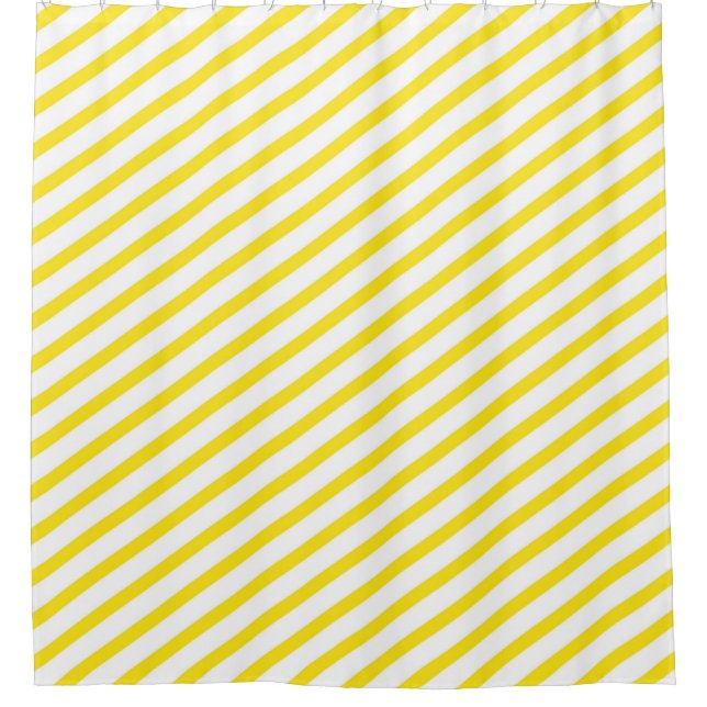 Gelbe und weiße Diagonalstreifen Moderne Duschvorhang (Vorderseite)