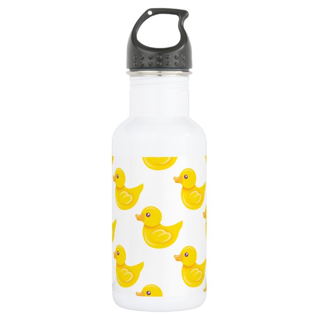 Gelbe und weiße Gummiente, Ducky Edelstahlflasche (Vorderseite)