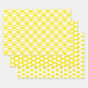 Gelbe und weiße Herzen Geschenkpapier Set