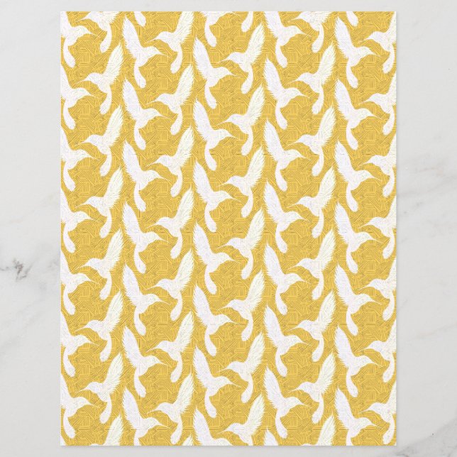 Gelbe und weiße Hummingvögel III - Scrapbook Paper (Vorderseite)
