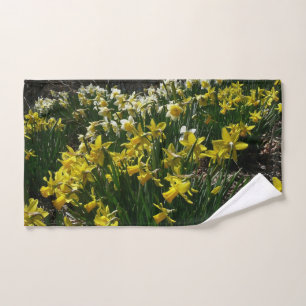 Gelbe und weiße Kleidung Frühlingsblumen Handtuch
