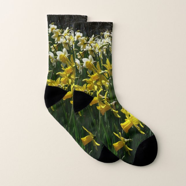 Gelbe und weiße Kleidung Frühlingsblumen Socken (Paar)