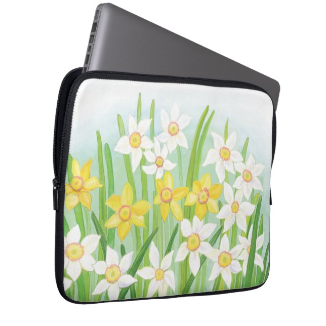 Gelbe und weiße Kleidung im Frühling Laptopschutzhülle (Vorne Rechts)