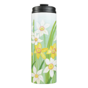Gelbe und weiße Kleidung im Frühling Thermosbecher