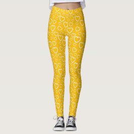 Gelbe und weiße Liebe Herzmuster Leggings